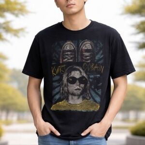 Kurt Cobain Graphic T-Shirt Men’s Size M Black Nirvana Band Tee